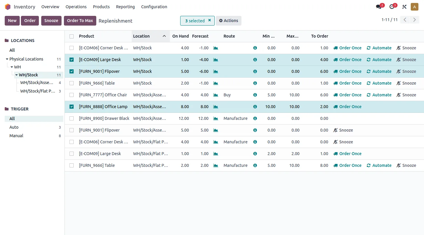 Odoo Inventory → Replenishment (odoo.com, Odoo demo data)